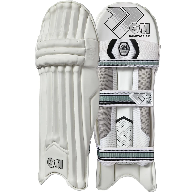 Gunn & Moore GM Cricket Batting Pads | Original Ltd Edition | Traditional Cotton & Cane | Large Adult Left Handed - 19" From Top of Instep to Middle of Knee | Approx 2.24 kg per Pair | 1 Pair | White