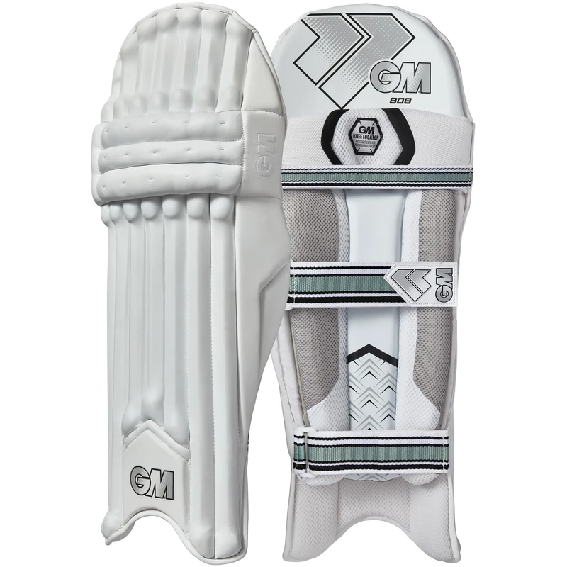 Gunn & Moore GM Cricket Batting Pads | 808 | Traditional Cotton & Cane | Adult Left Handed - 18" From Top of Instep to Middle of Knee | Approx 2.24 kg per Pair | 1 Pair | White