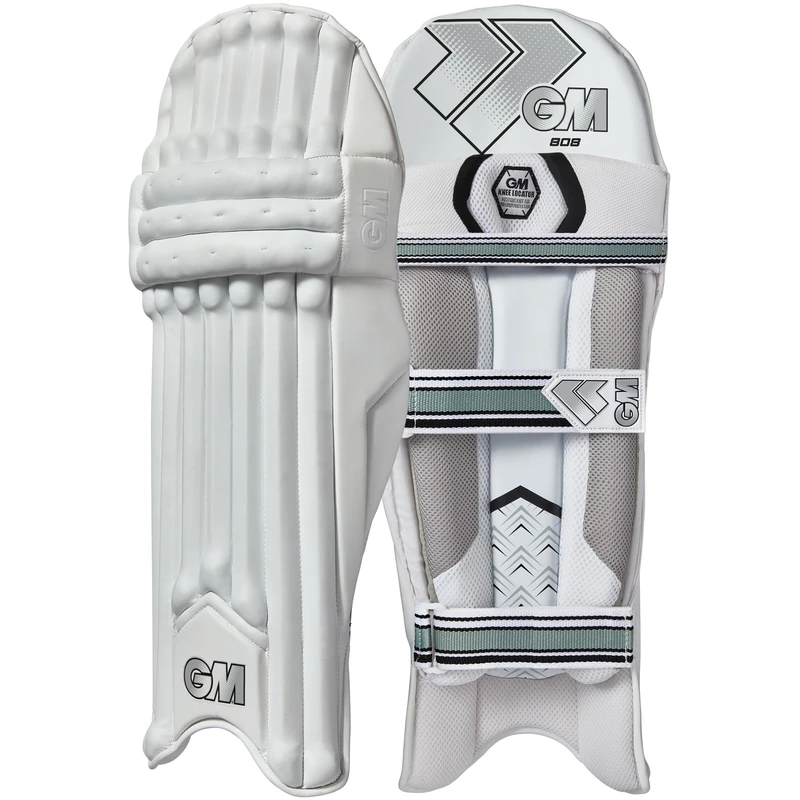 GM | Cricket Batting Pads | 808 | Traditional Cotton & Cane | Youths Left Handed - 14.75" From Top of Instep to Middle of Knee | Approx 1.58 kg per Pair | 1 Pair | White | Gunn & Moore