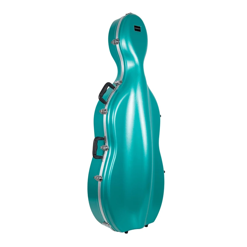 Crossrock ABS Cello Case for 4/4 or 3/4 Size | Matte Mint Blue Finish, Lightweight Hard Shell with Wheels – Beginner-Ready Protection for Everyday Use - Mint Blue（CRA862CEFMB）