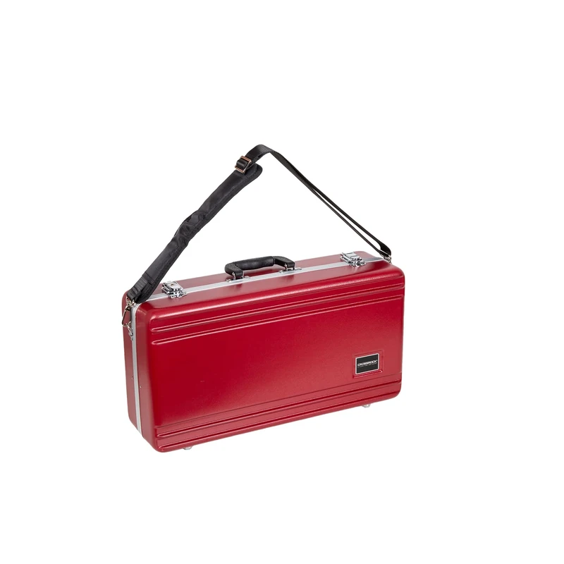 Crossrock ABS Trumpet Case | Matte Red Shell, Black Plush Interior, Shoulder Strap – Rectangular Hardshell for Bb Trumpet -Red (CRA862TRRD)