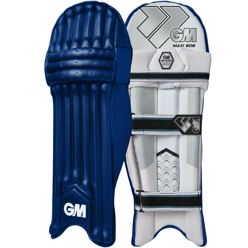GM | Cricket Batting Pads | Maxi 606 | Traditional Cotton & Cane | Adult Right Handed - 18" From Top of Instep to Middle of Knee | Approx 2.24 kg per Pair | 1 Pair | Navy | Gunn & Moore