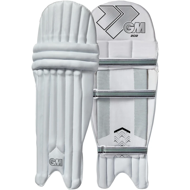 GM | Cricket Batting Pads | 202 | Traditional Cotton & Cane | Small Junior Ambidextrous - 12.75" From Top of Instep to Middle of Knee | Approx 0.98 kg per Pair | 1 Pair | White | Gunn & Moore