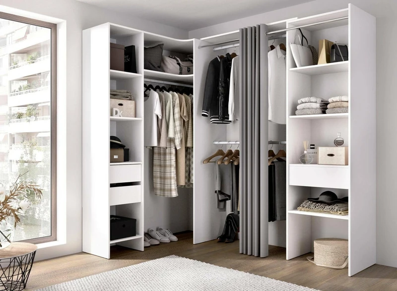 Dmora Grande Bazena Wardrobe, Bedroom Furniture, Storage Cabinet, Clothes Hanger, 214 x 141 x H 205 cm, White