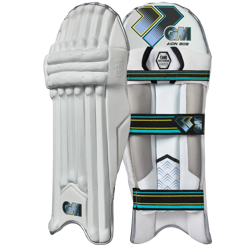 GM | Cricket Batting Pads | Aion 909 | Traditional Cotton & Cane | Adult Left Handed - 18" From Top of Instep to Middle of Knee | Approx 2.24 kg per Pair | 1 Pair | White | Gunn & Moore