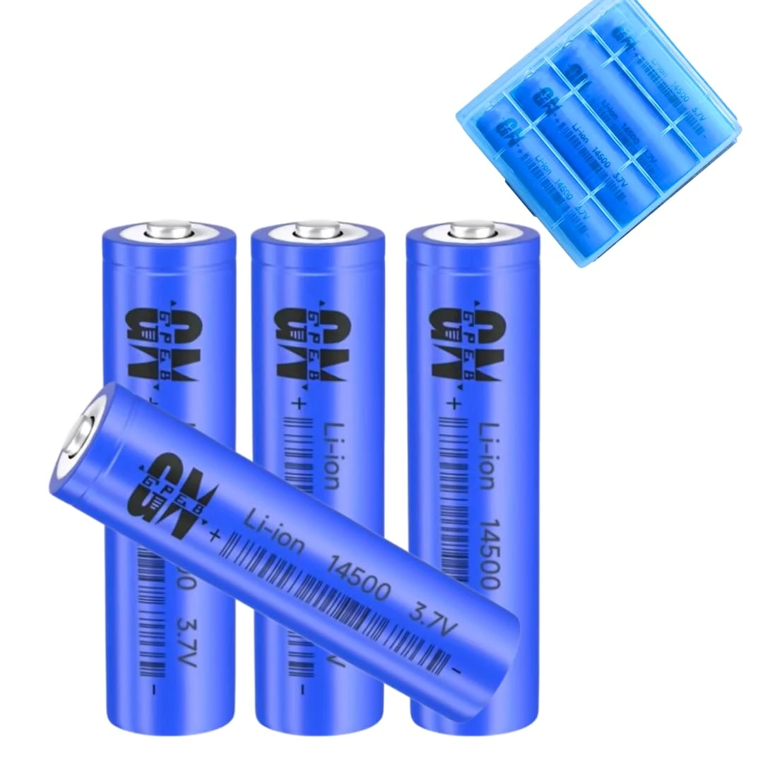 14500 Rechargeable Battery AA, Solar Light Battery, 3.7V 1000mAh Button Top Batteries,flashlights, remote controls, toys, electric shavers, cordless vacuum cleaners 4 Pcs
