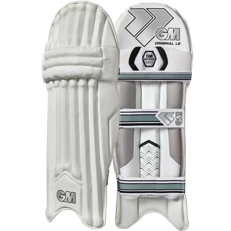 GM | Cricket Batting Pads | Original Limited Edition | Traditional Cotton & Cane | Adult Left Handed - 18" From Top of Instep to Middle of Knee | Approx 1.58 kg per Pair | 1 Pair | White