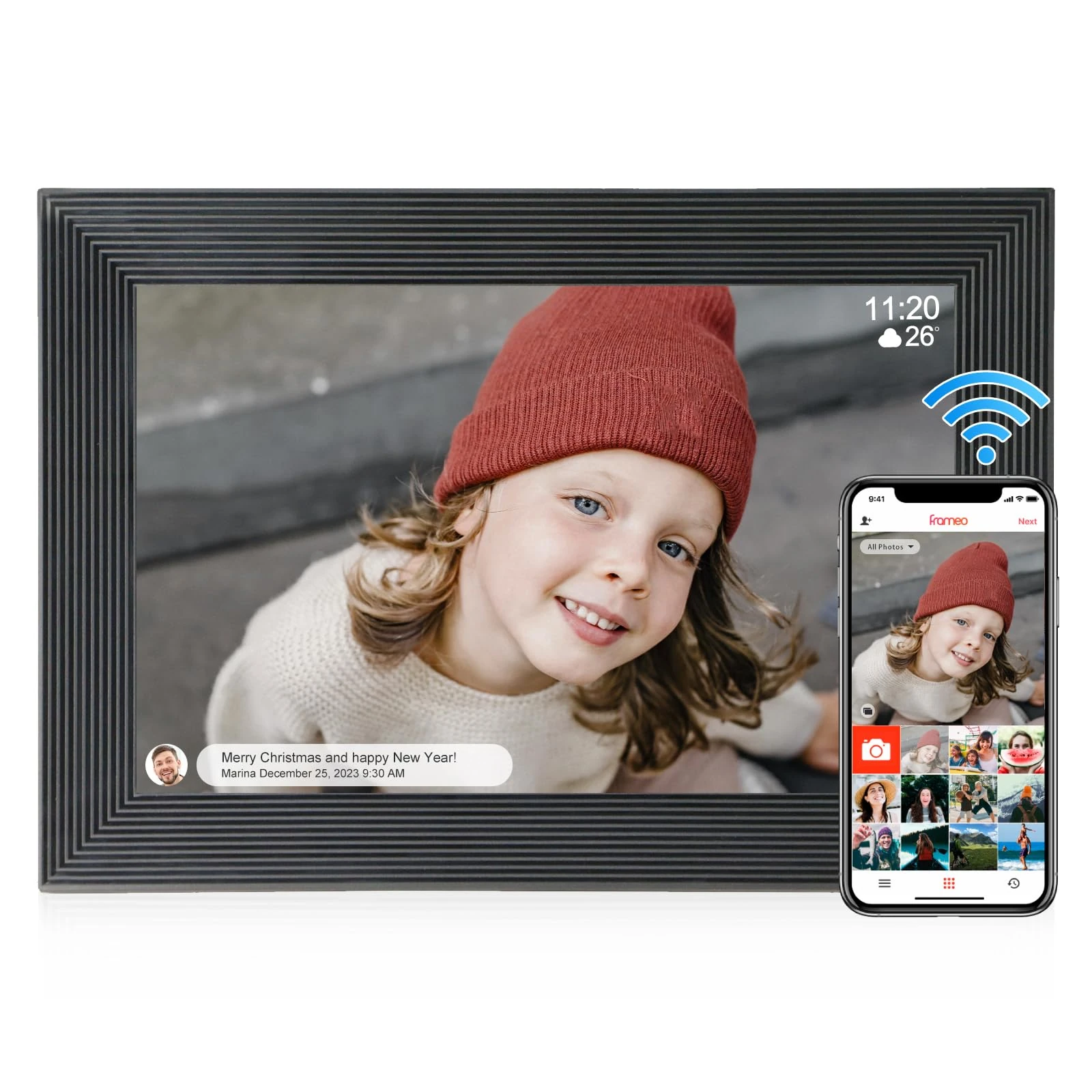 Frameo Digital Photo Frame, 10 Inch WiFi Digital Picture Frame, 1920×1200 HD IPS Touch Screen Built in 16GB Memory, Auto-Rotate Frame Share Photos or Videos Instantly via Frameo APP