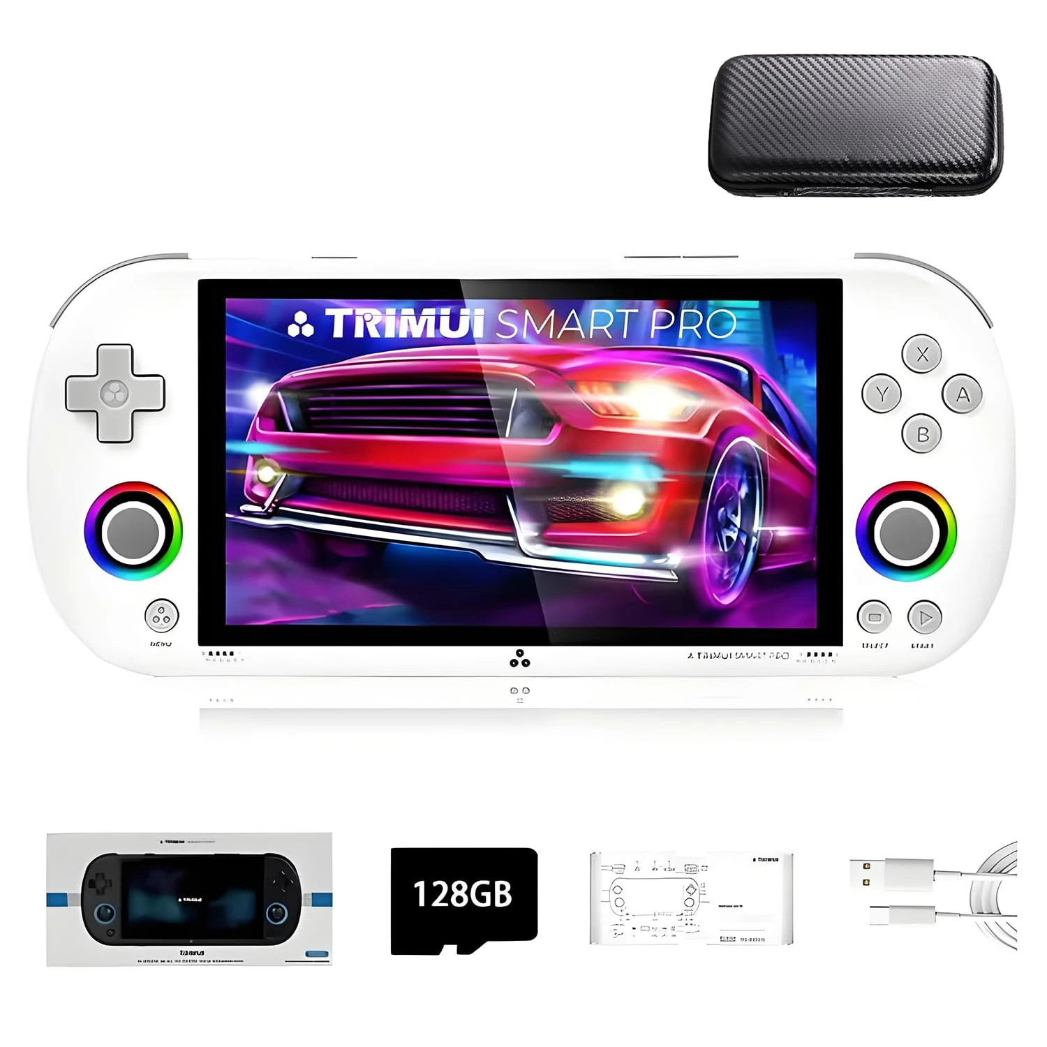TRIMUI SMART PRO Handheld Game Console 128G SD Card with 12700+Games, Linux System A133P Processor 5-Inch Screen Retro Video Gaming Console Boy Girls Adult Gifts - with Carry Case