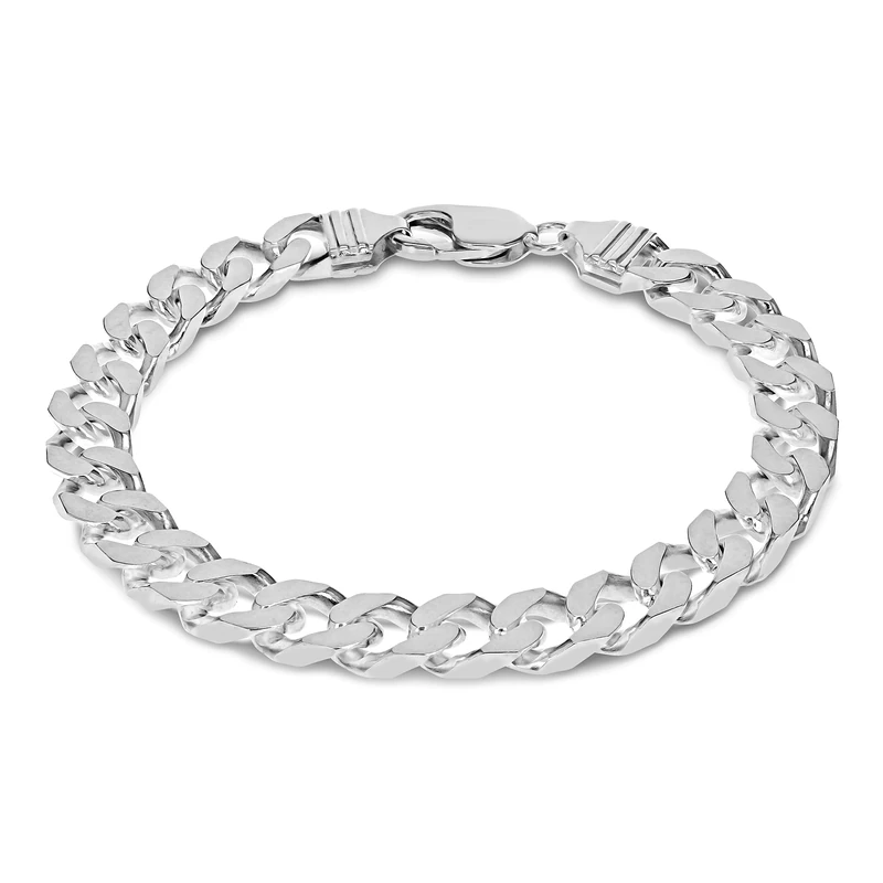 Amazon Essentials Sterling Silver Flat Curb Bracelet 20cm/8"