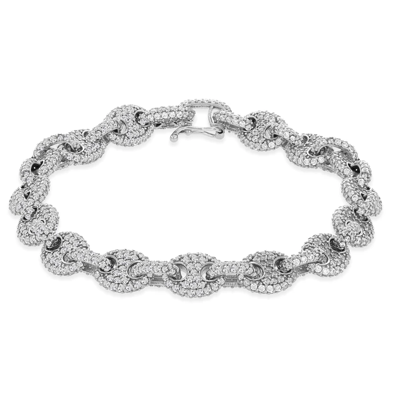 Amazon Essentials Sterling Silver Rhodium Plated CZ Chunky Bracelet 19cm/7.5"