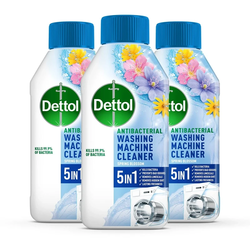 Dettol Washing Machine Descaler (Pack of 3) | Spring Blossom | 750ML | Multipack | 3 X 250ml | Antibacterial Cleaner, Disinfectant, Laundry