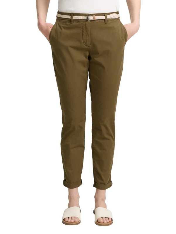 TOM TAILOR Women's 1045433 Chino Trousers, 10370-Golden Olive Green, 32W x 30L - Image 1