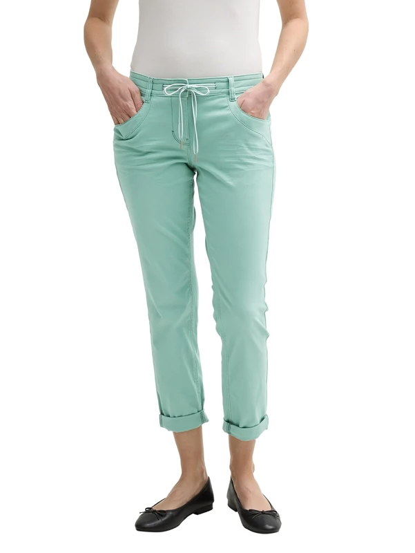 TOM TAILOR Women's Tapered Relaxed Trousers with Drawstring, 13010 - Faded Green, 42W x 28L