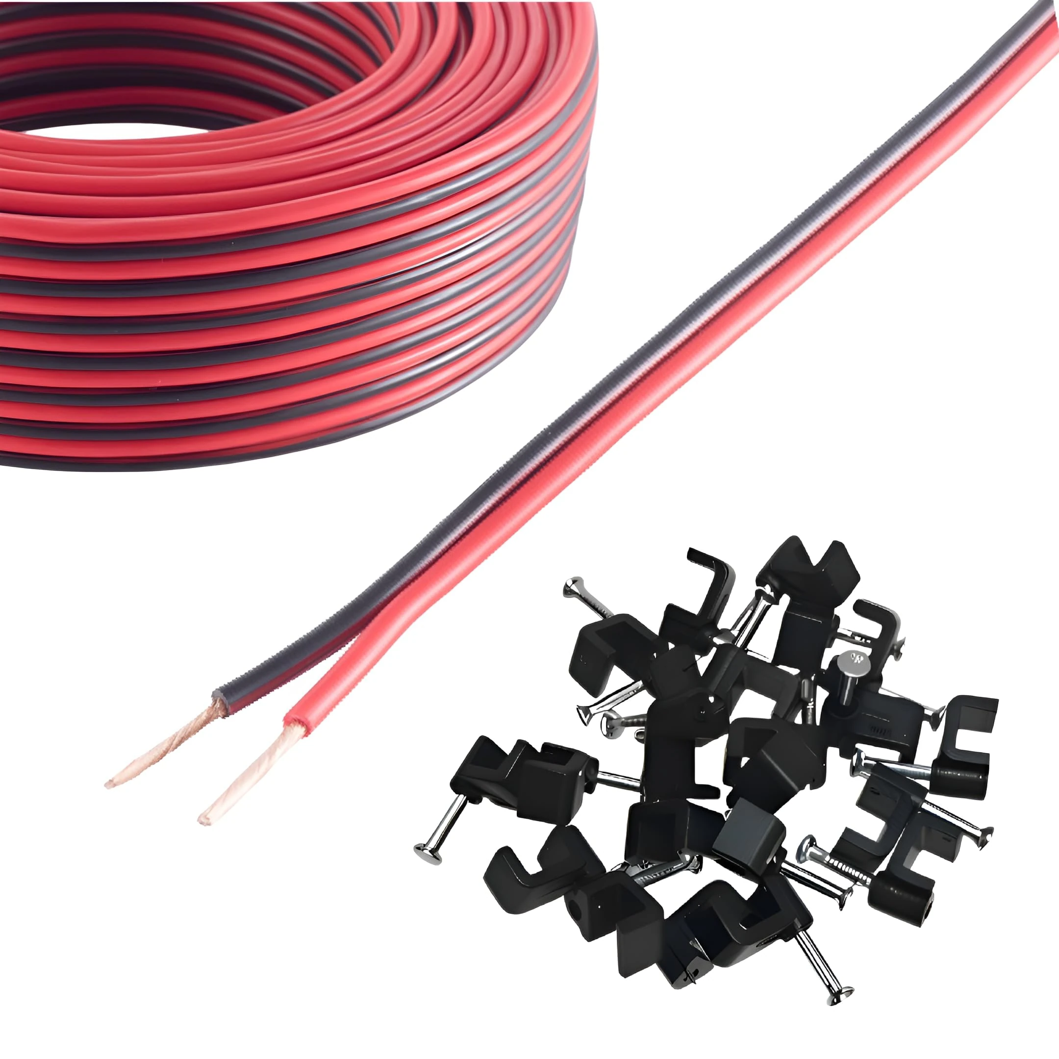 10M Long Reulin - Strand Speaker Cable, 10 M Wire for Home HiFi/Car Audio 0.75mm² 24x0.2 CCA (Black & Red, 10 Metres)