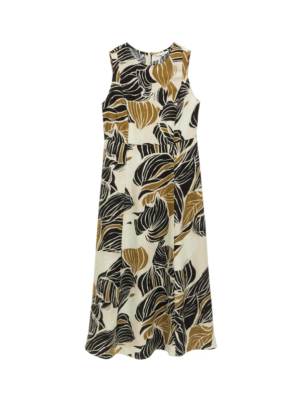 TOM TAILOR Women's 1046482 Dress, 37999-Neutral Cut Leaves Design, 16 - Image 1