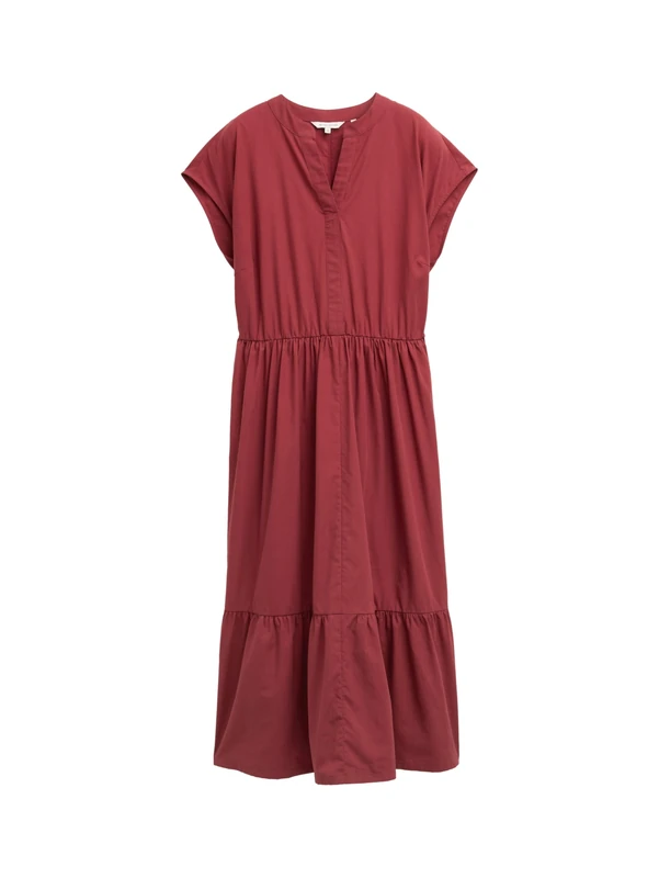 TOM TAILOR Ladies Flounce Midi Dress, 23853 - Burnt Russet, 20