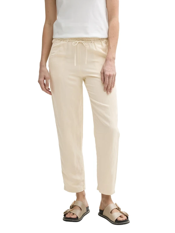 TOM TAILOR Women's Loose Slim Trousers with Linen Content, 37762 - Champagne, 34W x 28L