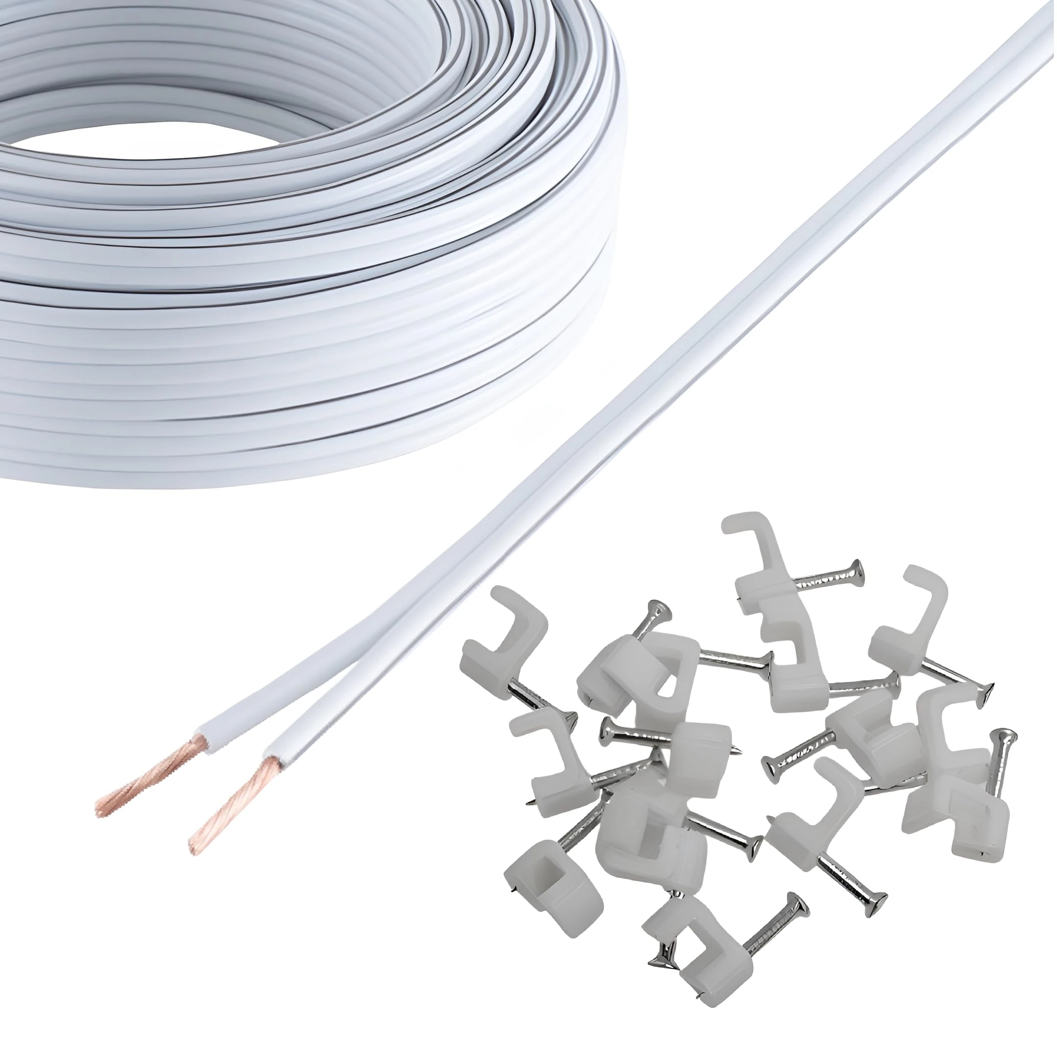 100M Long Reulin Strand Speaker Cable, 100 M Wire for Home HiFi/Car Audio 0.75mm² 24x0.2 CCA (White, 100 Metres)