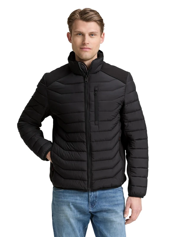 TOM TAILOR Men's Lightweight Hybrid Quilted Jacket, 29999 - Black, L