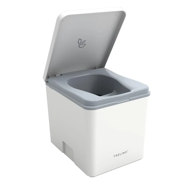 TRELINO Evo M White, 33 x 39 x 36 cm, Composting Toilet, Portable Composting Toilet for Camping and Outdoor, Odourless, 5L & 8L Capacity
