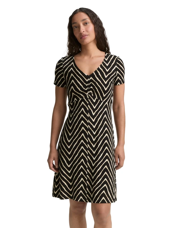 TOM TAILOR Women's Dress, 38779 - Black Zig Zag Design, 18