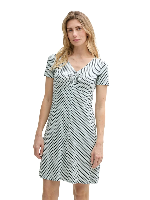 TOM TAILOR Women's Dress, 38005 - Green White Tile Minimal, 12