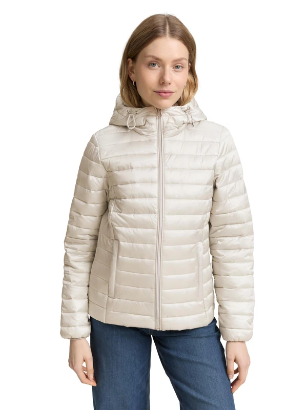 TOM TAILOR Women's 1046598 Lightweight Quilted Jacket with Hood, 29767 - Rough Grey, M