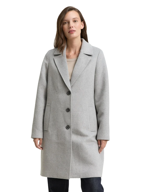 TOM TAILOR Women's Coat, 21373 - Medium Silver Grey Melange, M