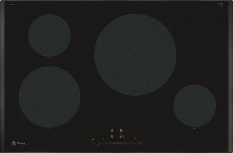 Balay, Induction Hob, 80 cm Width, 4 Zones, 11 Levels, Zone 28 cm, Black, 3EB985LH