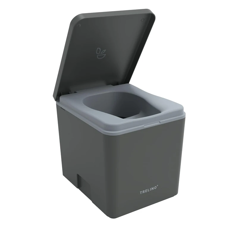 TRELINO Evo M Anthracite, 33 x 39 x 36 cm, Composting Toilet, Portable Composting Toilet for Camping and Outdoor, Odourless, 5L & 8L Capacity