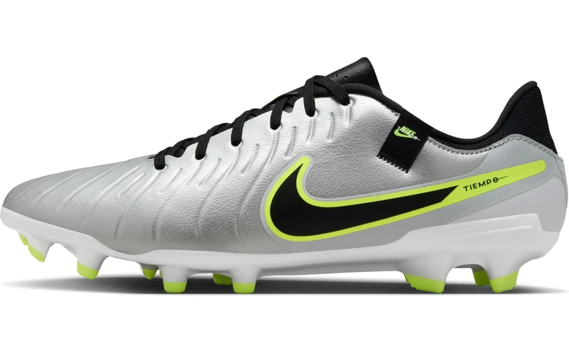 Nike Men's Legend 10 Academy FG/MG Football Shoe, Metallic Silver/Black/Volt, 8.5