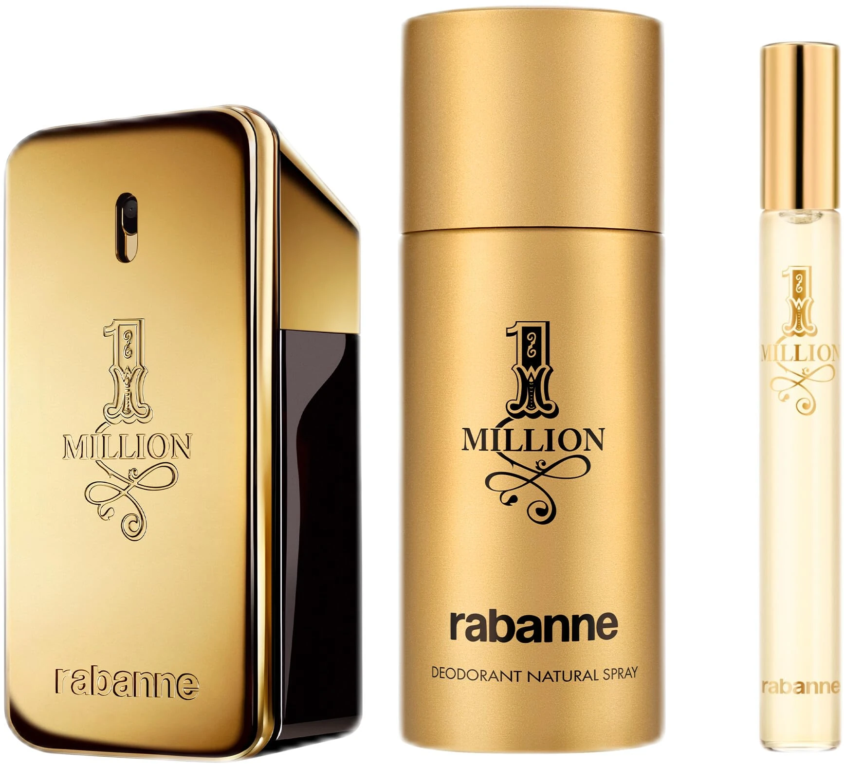 Paco Rabanne 1 Million Eau de Toilette 50ml Gift Set 2024 (Contains 50ml EDT, 150ml Deodorant Spray and 10ml Travel Spray)