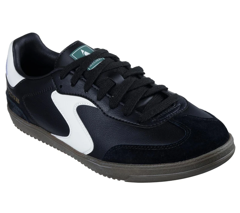 Skechers Men's Hotshot Pyke Sneaker, Black Duraleather/Suede/White Trim, 10.5 UK