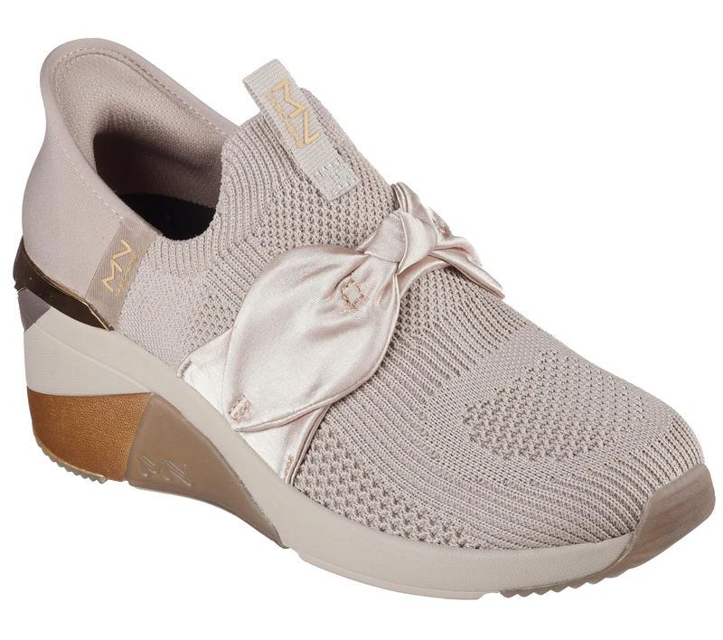 Skechers Women's A Wedge-Enzie Hands Free Slip-ins Sneaker, Taupe, 3 UK