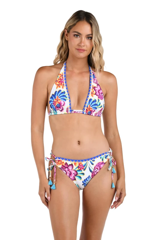La Blanca Women's Halter Bikini Swimsuit Top, Multi//Flor De Paradiso, 14