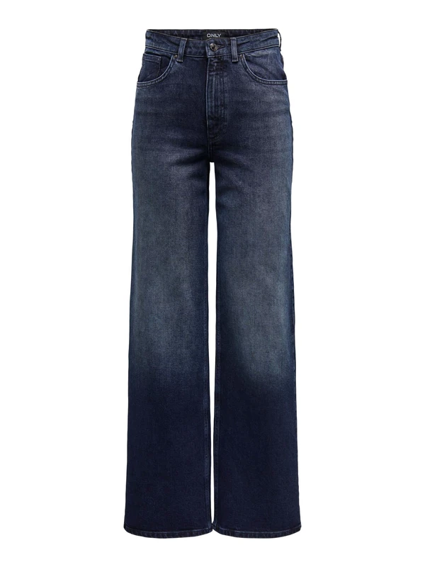 ONLY ONLJUICY Female Wide Leg Jeans High Waist Wide Leg Cut Jeans, Blue Black Denim, 27W x 30L