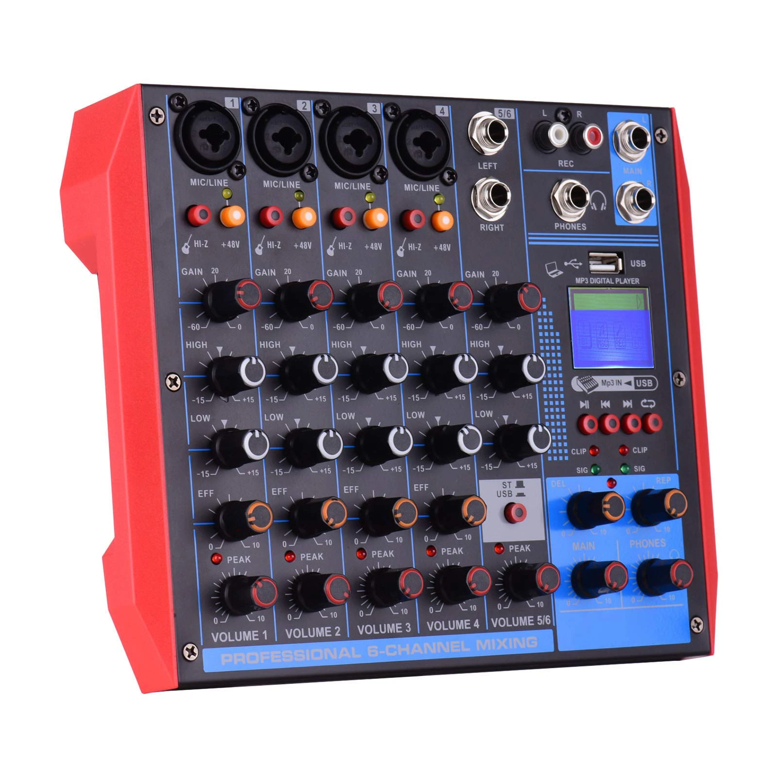 FHPEWXDG Studio Mixing Desks Professional Audio Mixer Sound Board - 6 Channel Digital Bluetooth USB Computer Compatible Input DJ Controller Sound Mixer