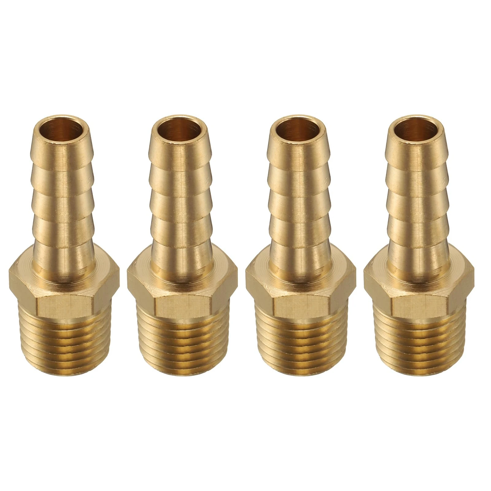 sourcing map 4pcs Brass Barbed Fitting 1/4" NPT Male to 5/16" Hose ID for Home Brew Pipe Fitting Direct Thread Tower Connector Durable Construction