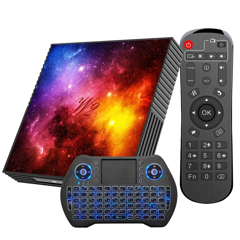 PINSTONE Android Smart Box 4GB RAM 64GB ROM Android Box Media Player Support 3D 4K UHD Video with 2.4G/5G WiFi Bluetooth 4.2 Built-in with Mini Wireless Keyboard