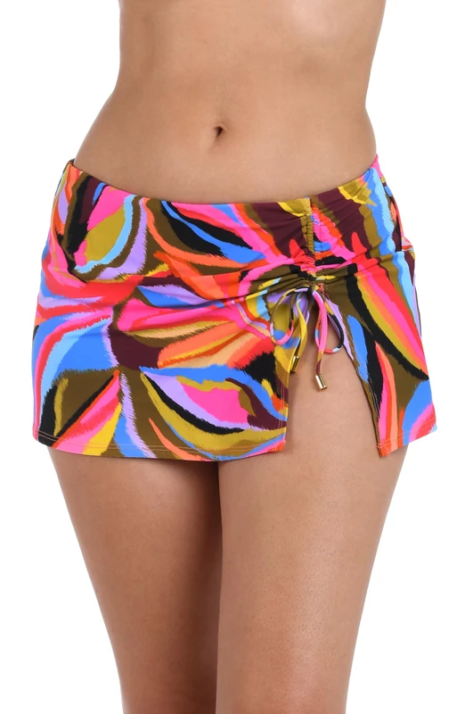 La Blanca Women's Skirted Hipster Bikini Swimsuit Bottom, Multi//Tropical Waves, 14 - Image 1