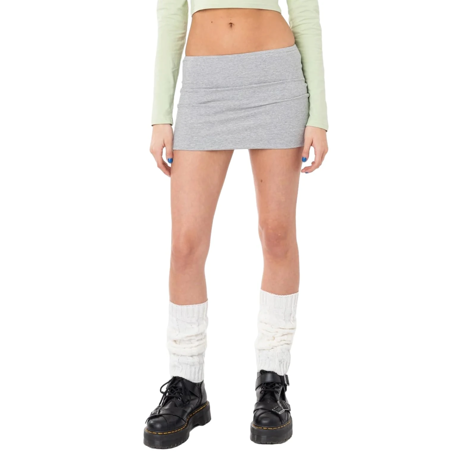 Women Micro Mini Skirt Sexy Solid Color Low Waist Slim Fit Pencil Skirt Stretchy Tight Short Skirt for Club Night Out (A-Gray, S)