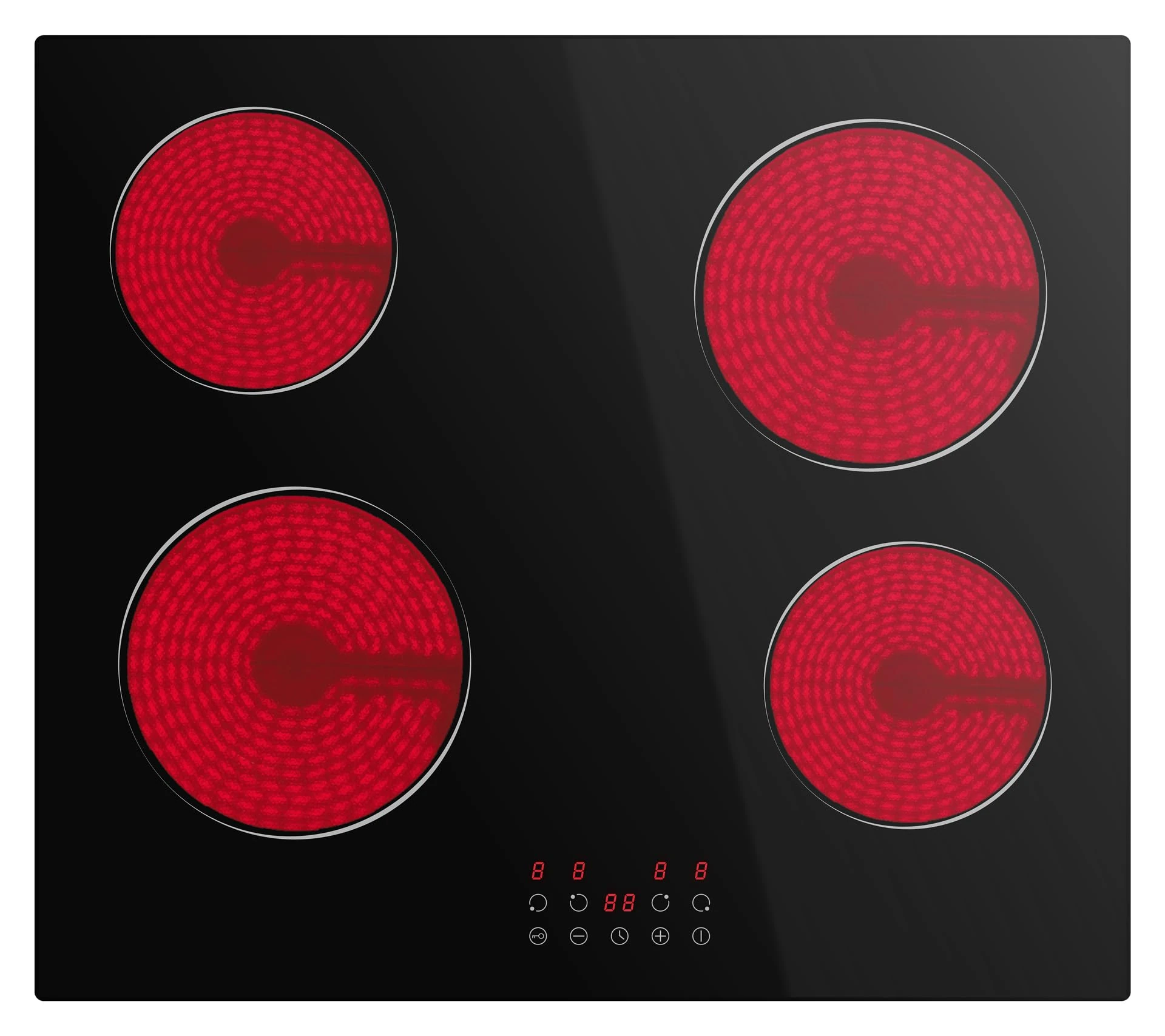 Built-in Ceramic Hob 4 Burners, STARCHARTS Electric Hob, 4 Burners Cooktops with Total Power 6000W, Timer, Child Lock, Black Glass