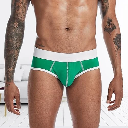Men's Underwear Briefs Mens Cotton Classics Briefs Men's Briefs Breathable Comfortable Soft Underwear, Green, M