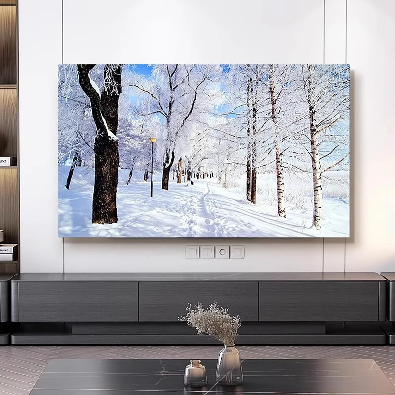 Snow Scene TV Dust Cover, 42""-100"" TV Covers Dust Cover Cloth LCD TV Display Decorative Paintings TV Display Protectors Art TV Screen Universal Dust Proof Protect TV Cover(Color:color24,Size:100in) - Image 1