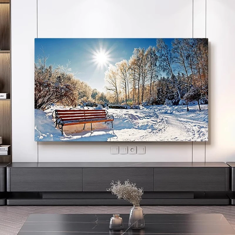Snow Scene TV Dust Cover, 42""-100"" TV Covers Dust Cover Cloth LCD TV Display Decorative Paintings TV Display Protectors Art TV Screen Universal Dust Proof Protect TV Cover(Color:color12,Size:100in)