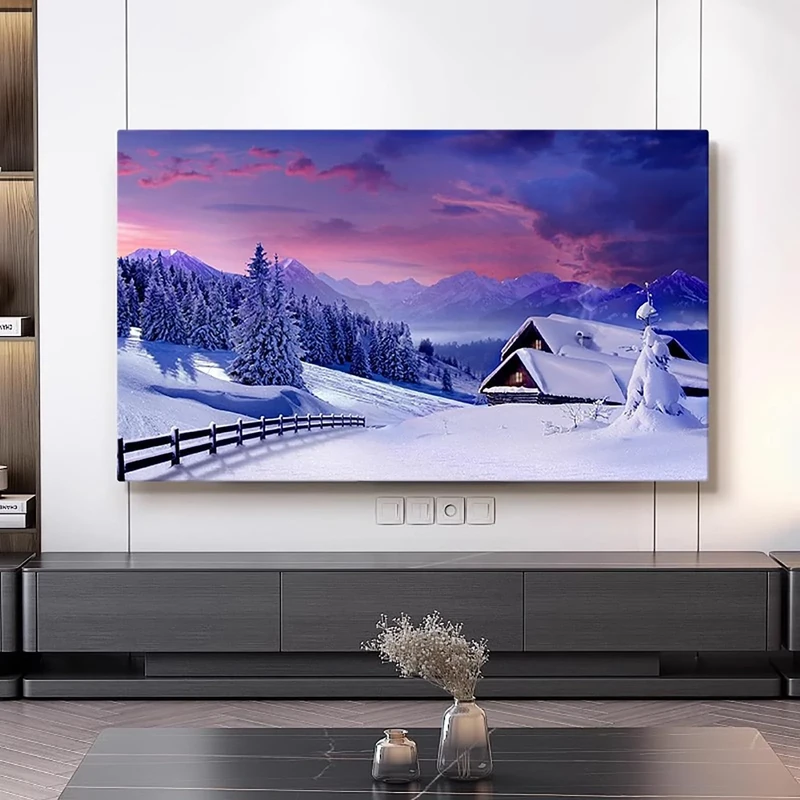 Snow Scene TV Dust Cover, 42""-100"" TV Covers Dust Cover Cloth LCD TV Display Decorative Paintings TV Display Protectors Art TV Screen Universal Dust Proof Protect TV Cover(Color:color10,Size:100in)