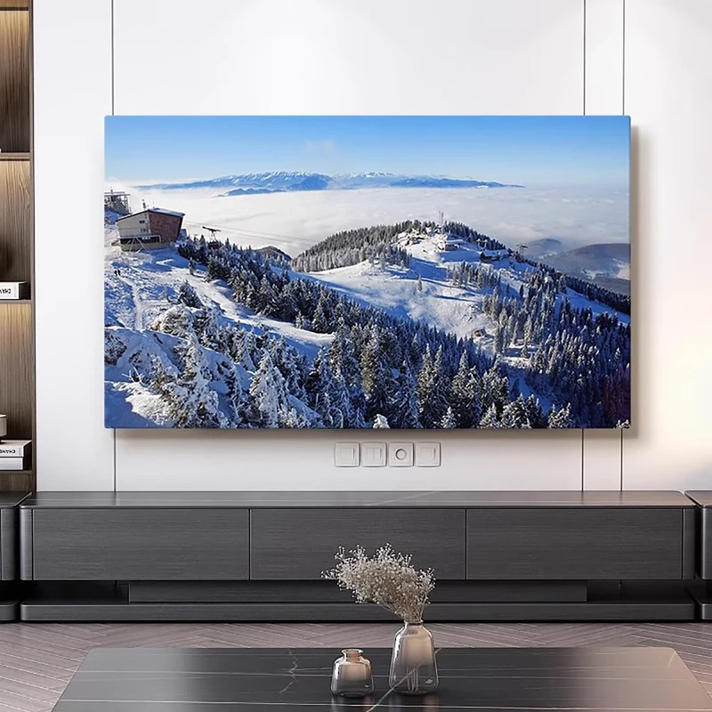 Snow Scene TV Dust Cover, 42""-100"" TV Covers Dust Cover Cloth LCD TV Display Decorative Paintings TV Display Protectors Art TV Screen Universal Dust Proof Protect TV Cover(Color:color25,Size:100in)