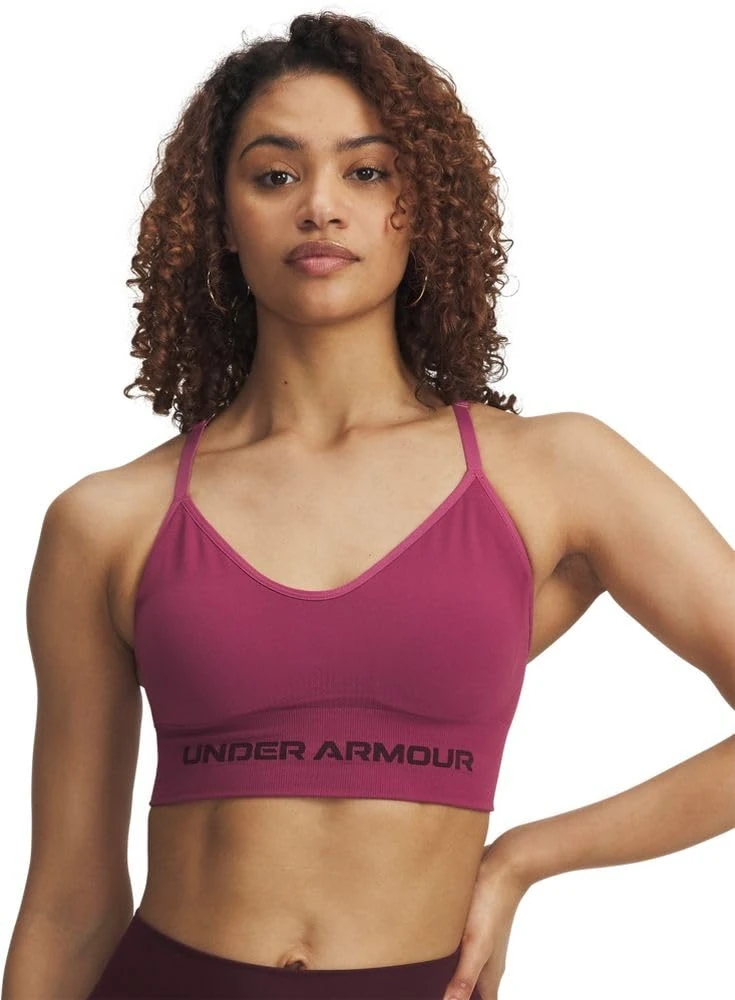 Under Armour Women's Vanish Seamless Low Bra, Low-Impact Sports Bra for Training, Yoga and Pilates, Ladies' Gym Wear with Removeable Cups,Fuchsia Dusk / / Dark Maroon,XL