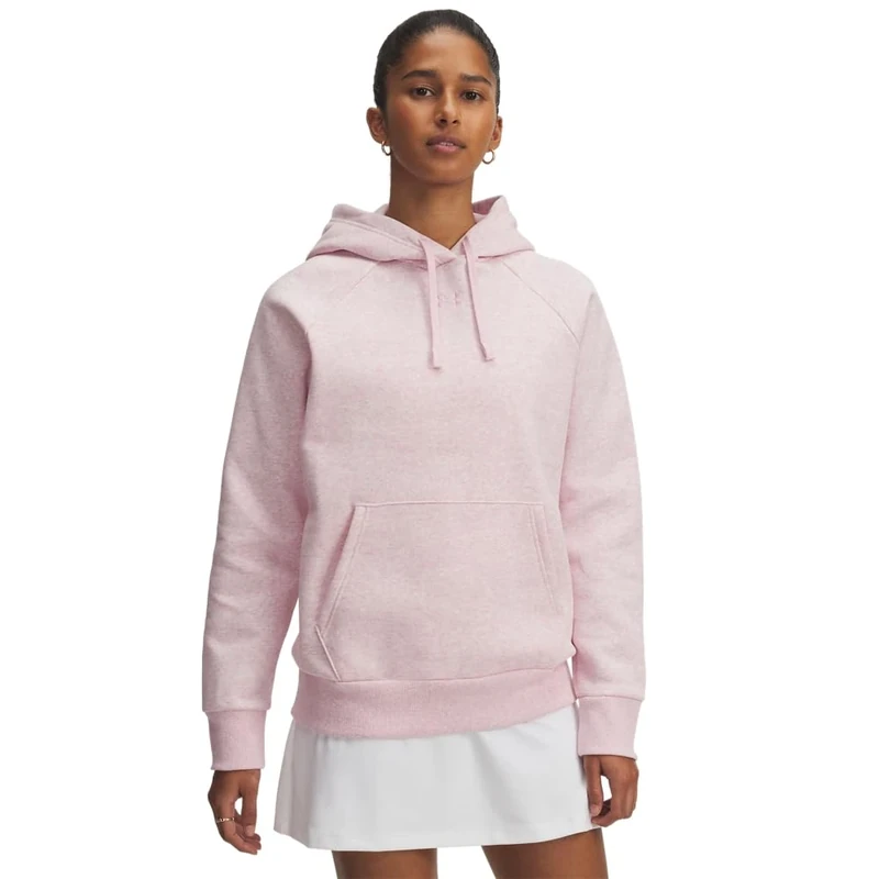 Under Armour Women's Rival Fleece Hoodie, Ultra-Soft Fleece-Lined Women's Hoodie, Lightweight and Comfortable Hooded Top for Training and Warming Up,Prime Pink Light Heather / / Prime Pink,MD